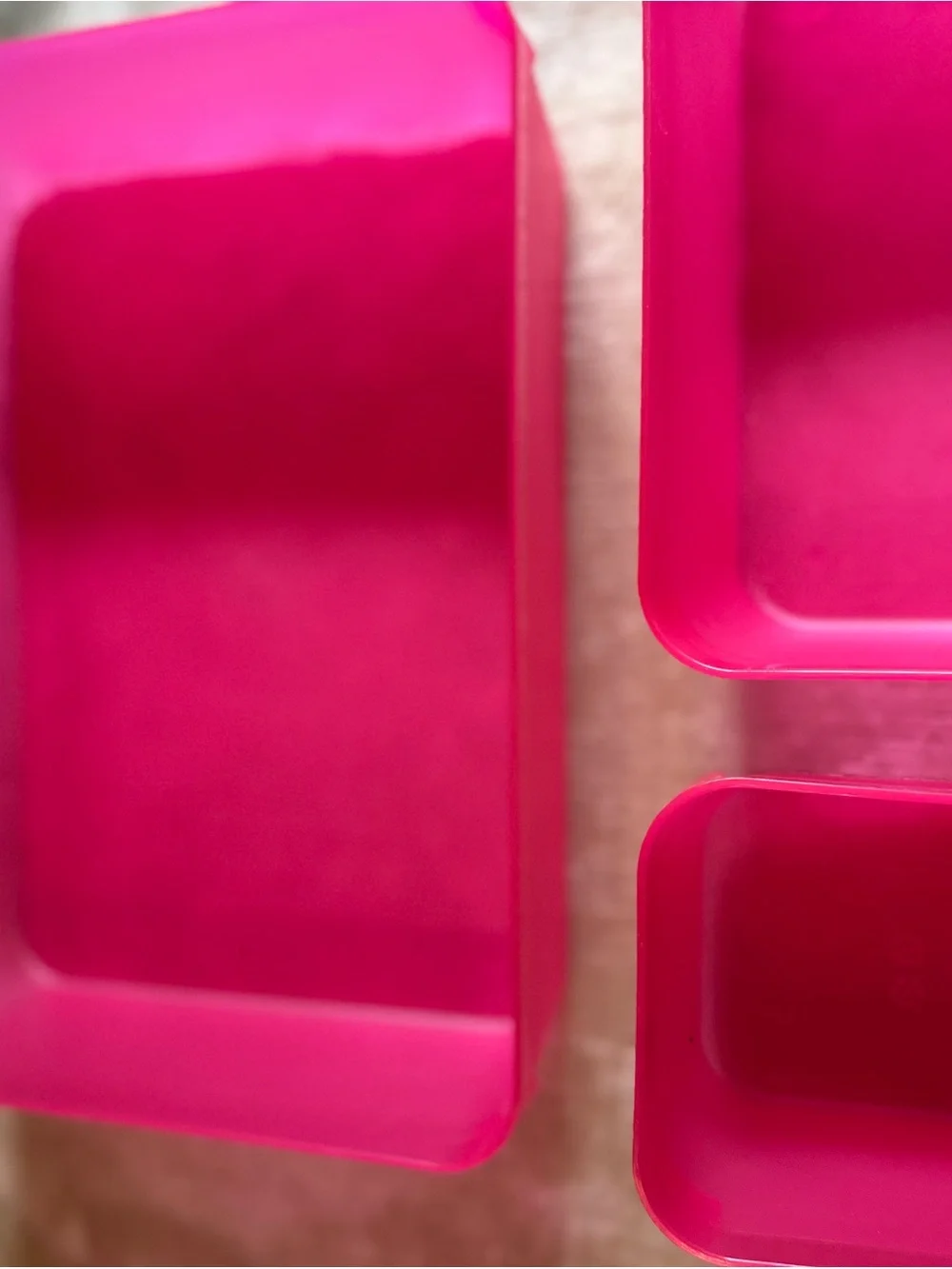 Bright Pink Plastic Storage Trays — Unbranded Set